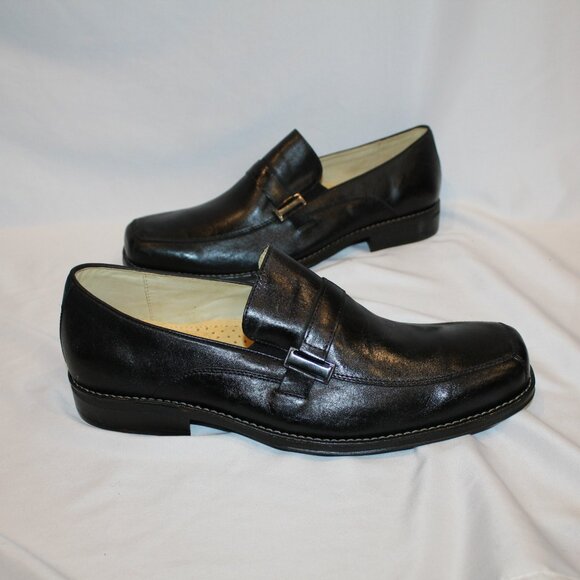 NEW SANDRO MOSCOLONI MEN\'S BLACK LEATHER MOC TOE‎ LOAFER SZ 13 main image 4